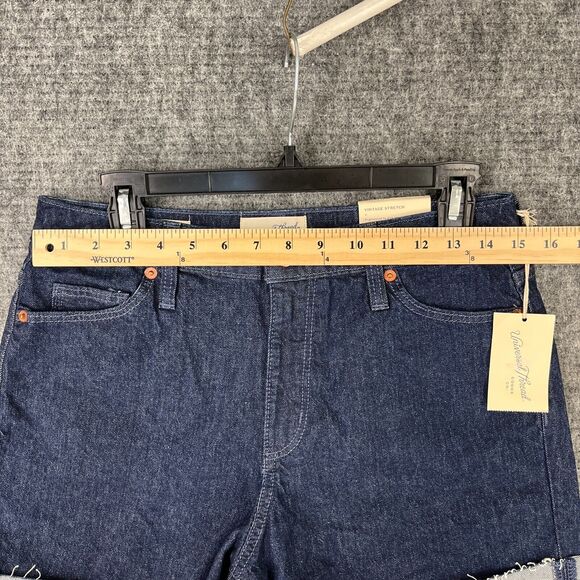 Universal Thread Cut Off Shorts Women's 6 Dark Blue Midi Cotton Pockets Stretch‎ - Picture 7 of 13